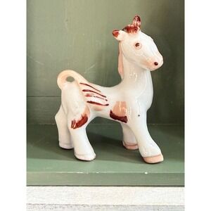 Vintage Porcelain Horse Figurine - Brown & White